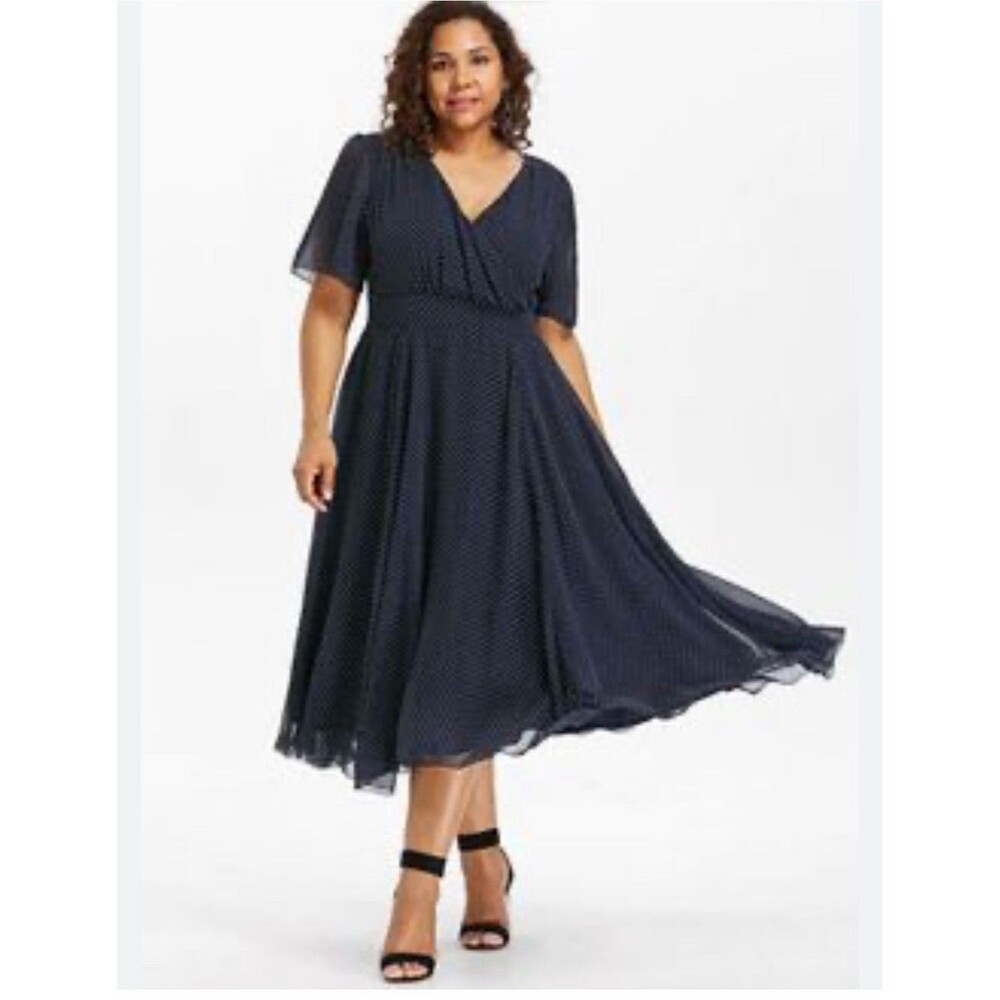 Vintage Retro Inspired Polka Dot Chiffon Midi Dress Retro Wedding Guest Plus 20